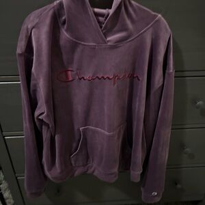 Champion Purple Hoodie with Red Logo